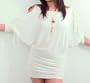 Sexy Cocktail mini tunic dress off shoulder, white