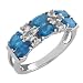 1.72 Ct Blue Apatite White Topaz 925 Sterling Silver Ring