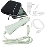Skque Barnes & Noble Nook eBook Accessory Bundle Kit(Micro usb car charger+Micro usb wall charger+ Micro usb date cable straight,All in white )/ 6 inch Black Glove Series Case
