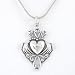 Detailed Celtic Claddagh Pendant with Heart and Crown in Sterling Silver on an 18" Rhodium and Sterling Snake Chain, #8254