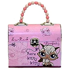 LITTLEST PET SHOP Beaded Tin PURSE Box #2 Pink Kitty Cat New Gift