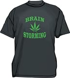 BRAIN STORMING With Pot Leaf Logo Men's tee Shirt in 12 colors Small thru 6XL