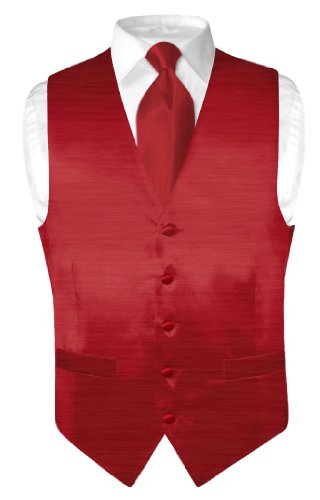 Shop For Biagio Men's Solid Dark Red BAMBOO SILK Dress Vest NeckTie Set for Suit or Tuxedo