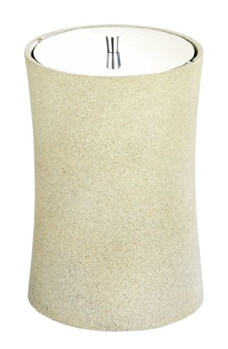 Wenko 18312100 Kosmetikeimer Cassano Stone - Polyresin, Chrom, &Oslash; 17 x 25 cm, Stein-Optik