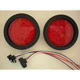 4 Round Red 36 LED Trailer Truck Brake Stop Turn Tail Light Kits 