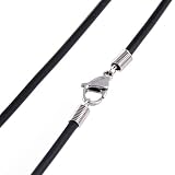 DonDon Kautschuk Halskette mit Edelstahl Karabiner Verschluss L�nge 50 cm - Dicke: 3 mm