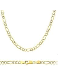 14k Solid Yellow n White Gold Figaro Bracelet 3.2mm 7"