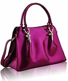 KCMODE Damen Rosa Fuchsia Petite glänzend Designermode Handtasche Damen Tasche