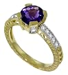 1.5 Carat (ct, cttw, ctw) Round Cut Genuine Amethyst & Diamond Accent 14k Gold Engagement Ring