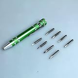 【 ドライバーセット ペン型　】 プラス マイナス 8種 差し替え グリーン