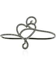 Diamond Pave Heart Palm Bracelet .925 Sterling Silver Womens Jewelry
