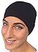 Soft Jersey Blend Sleep Hat Comfortable Soft Hat Liner Beanie Skull Cap Chemo Hair Loss Head Covering (Black, Medium)