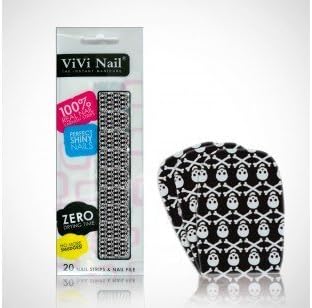 Vivi Nails Solid Color Nail Polish Strip-Skulls White On Black