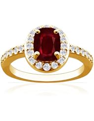 14K Yellow Gold Cushion Cut Ruby Ring With Sidestones (GIA Certificate)