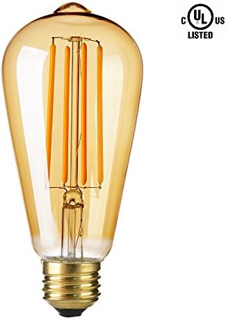 MADKING 5W Vintage LED Filament Bulb Dimmable Soft Warm White (2200K) E26 with Gild Glass Cover Equivalent to 40W Incandescent Light Bulbs, UL Listed