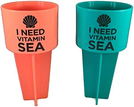 Spiker Beach Sand Cup Coaster I Need Vitamin Sea Coral And Teal - 2 Pack