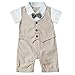 FEESHOW Baby Boys' Short Sleeve Gentleman Romper with Hat 2pcs Outfit Set Size 9-12 Months Khaki