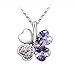 Domire Lucky Four Leaf Clover crystal Pendant Neacklace