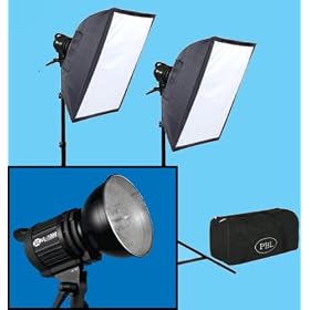 PBL VL1000 Video Halogen 2 Light Softbox Set - Power Adjustable - Up to 1000w Each! 2000w Total!