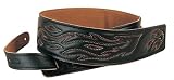 Levy's Leathers DM1SGF-BLK 2.5-inch Leather Strap with Embroidery, Black