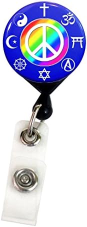 Henry the Buttonsmith Coexist Deluxe Retractable Badge Reel With Belt Clip and Extra-Long 36 inch Standard Duty Cord - Made in the USA, 1 Year Warranty