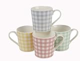 from Ethos Ethos Gingham Bone China Mugs, Set Of 4 Assorted, In Carry Gift Box (Model 655/207)