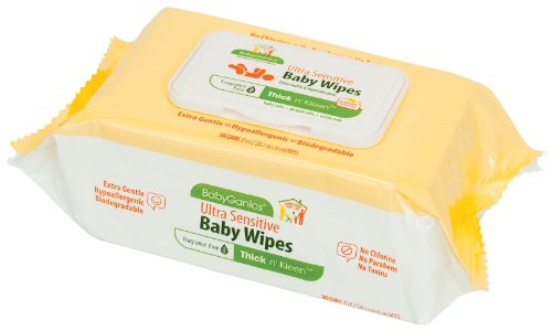 Babyganics Thick N' Kleen Extra Gentle Baby Wipes, Lidded Soft Pack, 100 Count  (Pack of 3)