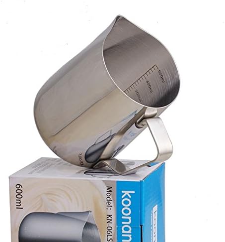 Yinyol Art Stainless Steel Frothing Pitcher! Great to Couple with Milk Frother. Froth Milk for Perfect Lattes & Cappuccinos While Enjoying Precise Pouring & a Comfortable Handle(600ml or 20 Oz)