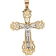 14K Two-Tone Gold Crucifix Pendant - 50.50x36.50mm