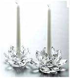 CRYSTAL GIFTWARE LOTUS TAPER HOLDER PAIR
