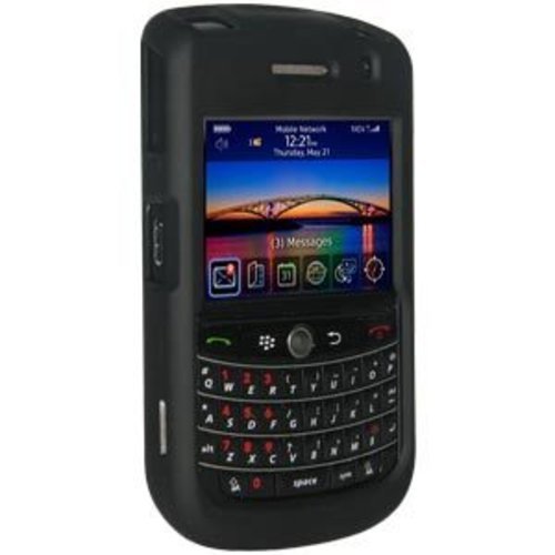 Amzer Rubberized Snap On Crystal Hard Case with Belt Clip for BlackBerry Tour, Niagra 9630 (Black)