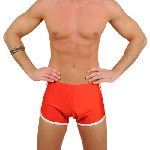 Men's New Red Retro Fitness Hot / Workout Gym Short By Gary Majdell Sport Size Large