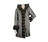 Dennis Basso Reversible Metallic Faux Fur Hooded Coat