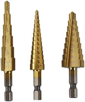 Nakor 3 Piece Titanium Nitride Coated High Speed Steel Step Drills