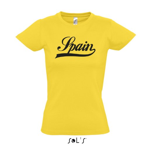 Damen T-Shirt – Spanien Oldschool Spain LÄNDERSHIRT EM / WM FAN Trikot S-XXL , Gold – schwarz , S