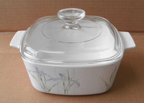 Pyrex 1.5 Liter Bakeware Corningware Dish with Glass Lid - Floral Design - 7 inches x 7 inches x 3 inches