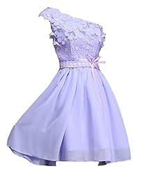 Junior Chiffon/Tulle Applique Knee Length One Shoulder Bandage Dress/Evening Dress/Prom Dress/Wedding Party Dress 