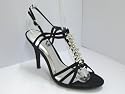 Ladies Satin Effect, Sling Back Strap Sandals / Shoes with Diamante Detailing - L3943
