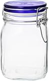 Bormioli Rocco Fido Square Jar with Blue Lid, 33-3/4-Ounce
