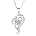 Pendentif Coeur Argent .925 CZ 0,2 carat belle pierre de Gorgeous sur une chaîne Argent Figaro 47cm