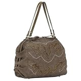Faux Leather Western Satchel Handbag - Taupe - Cody - Bandana