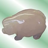 Rose Quartz Gemstone Money Pig Boar Oriental Feng Shui