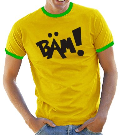Touchlines Herren Kontrast / Ringer T-Shirt B&Auml;M ! Bruce Lee, yellow/green, S, D1080 Preisvergleich