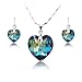 Carribean Blue Crystal Sterling Silver Necklace & Earrings Set (Made With Swarovski Element)