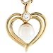 14k Solid Gold 0.03cttw Diamond Freshwater Pearl Heart Charm Pendant