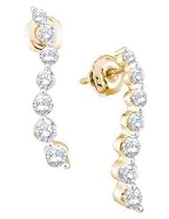 1 cttw 14k Yellow Gold Diamond Journey Earrings (Real Diamonds: 1 cttw)