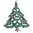 Austrian Crystal Christmas Gift Emerald Christmas Tree Pin Brooch