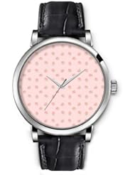 SPRAWL Aanalog Fashion Series Silver Ladies Watches of Genuine Black Leather Strap,Unique Wrist Watch for Women Girls Designed with World of strawberries