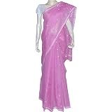Womens Fashion - Indian Sari in Cotton with Chikan Embroidery with Blouse & Petticoat Pink (chsari074)