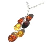 Certified Genuine Multicolor Amber and Sterling Silver St. Valentines Heart Necklace